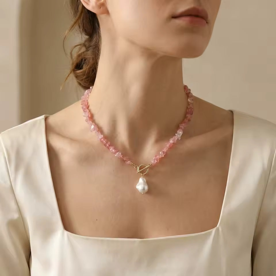 Turquoise Bead Pearl Necklace