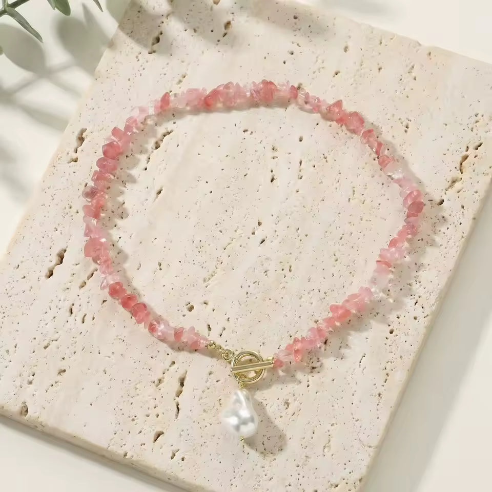 Turquoise Bead Pearl Necklace