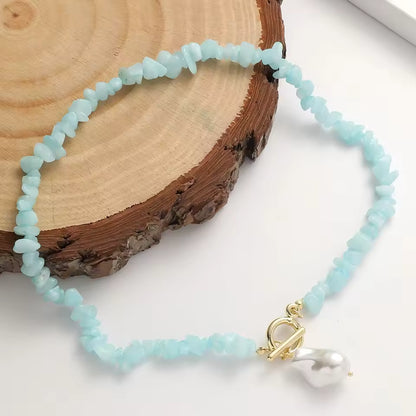 Turquoise Bead Pearl Necklace