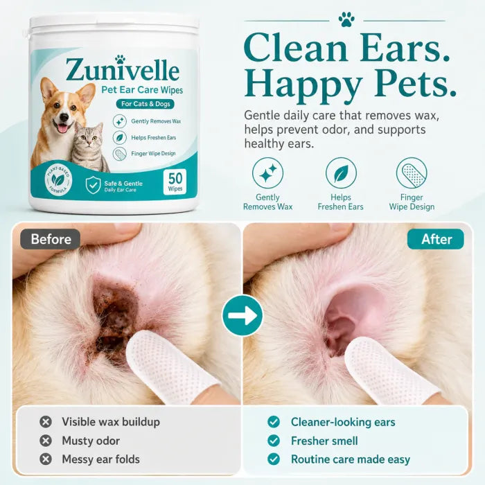 Zunivelle™ Pet Ear Cleaner Finger Wipes